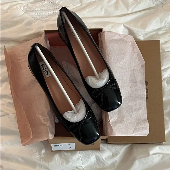 ANTHROPOLOGIE Bibi Lou Heeled Ballet Bow Pumps in Black Sz 41 - NIB!! - Picture 4 of 9